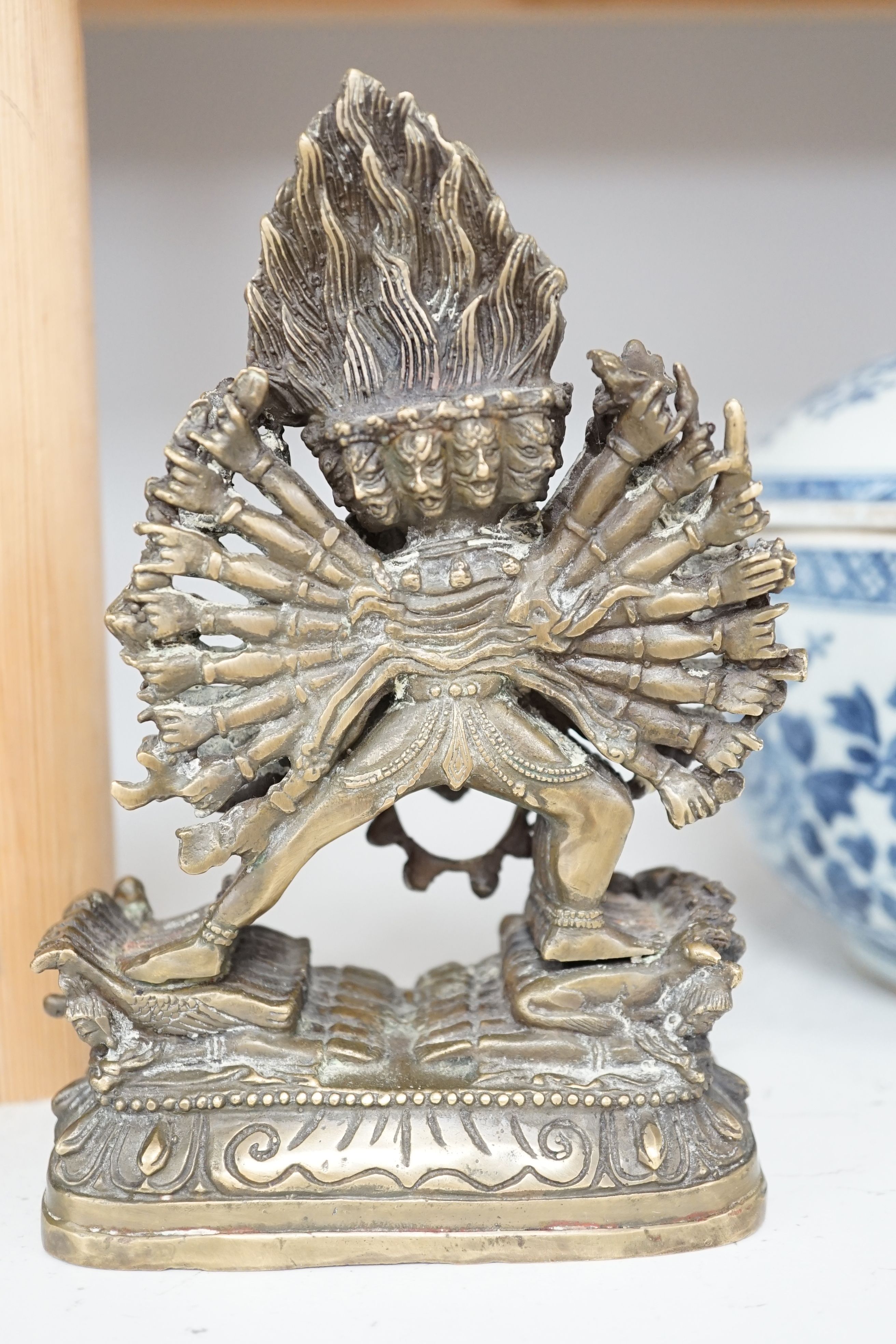 Two Buddhist bronze figures, tallest, 28cm high